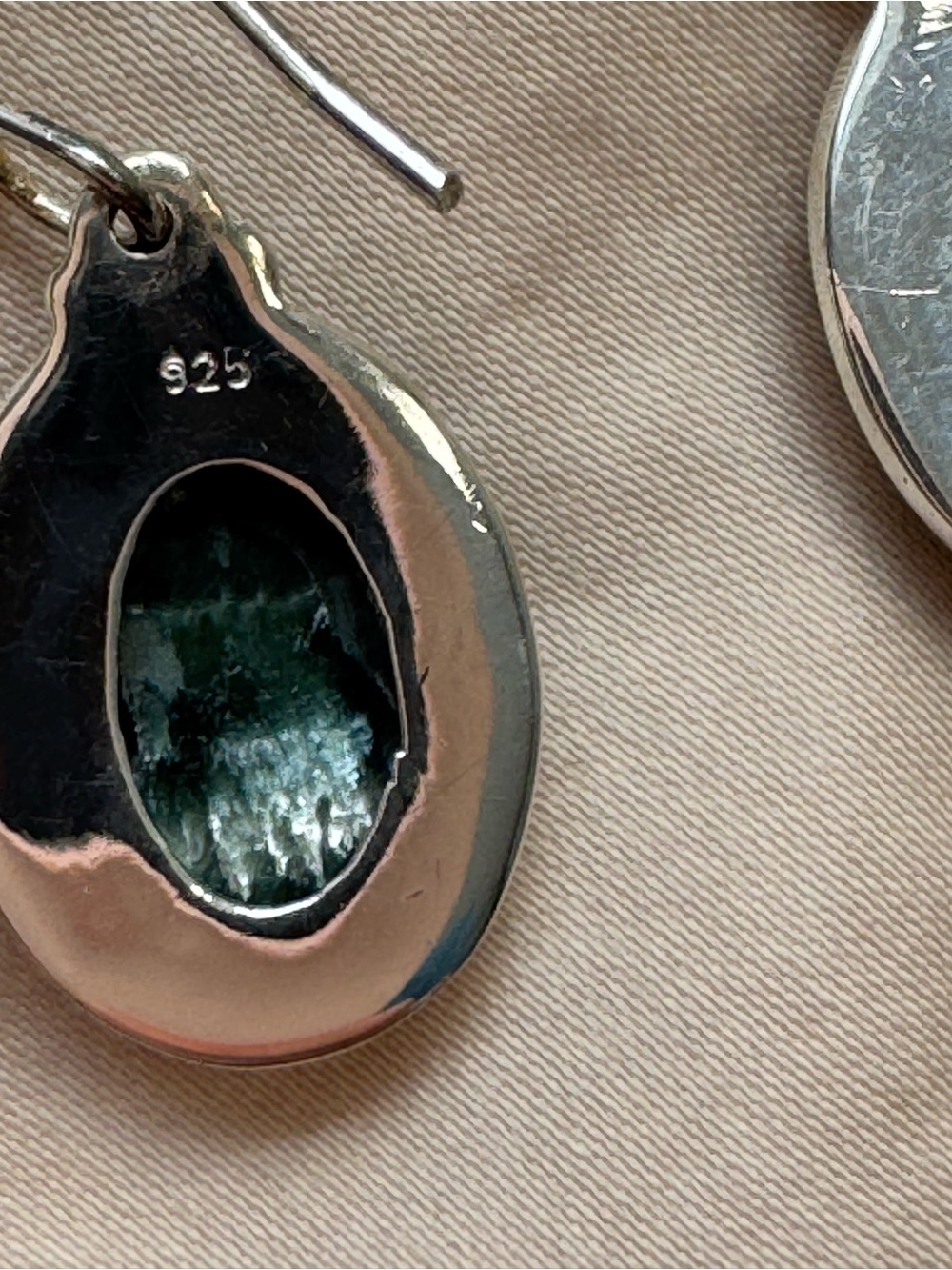 Sterling Silver Green Seraphinite Pendant & Earring Oval Necklace Heart chakra - Picture 12 of 16
